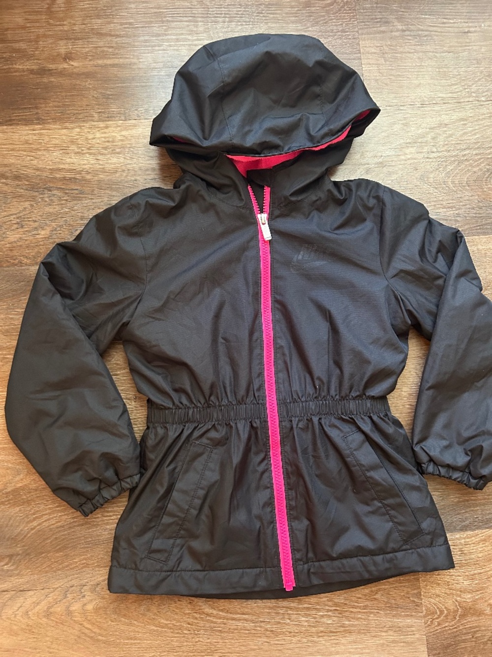Nike Girls Hooded Fleece Lined Jacket Black Pink Size 6 (Medium)